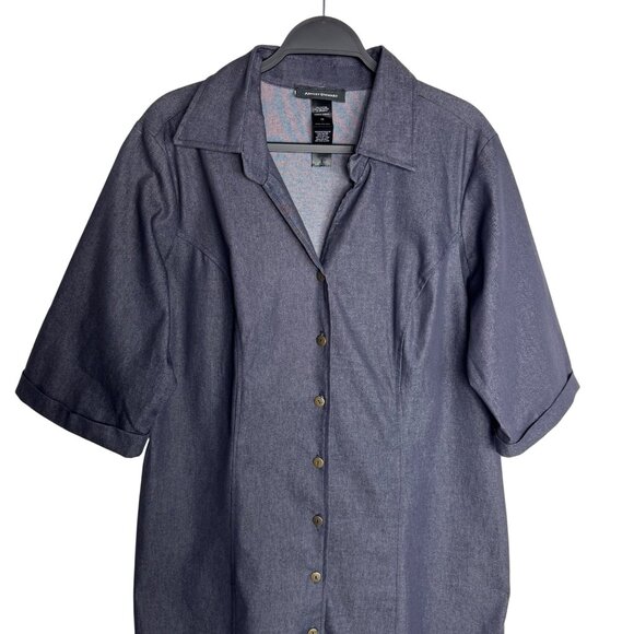 Ashley Stewart Womens Plus Size 18 Denim Button-Down High-Low‎ Dress - Picture 4 of 8